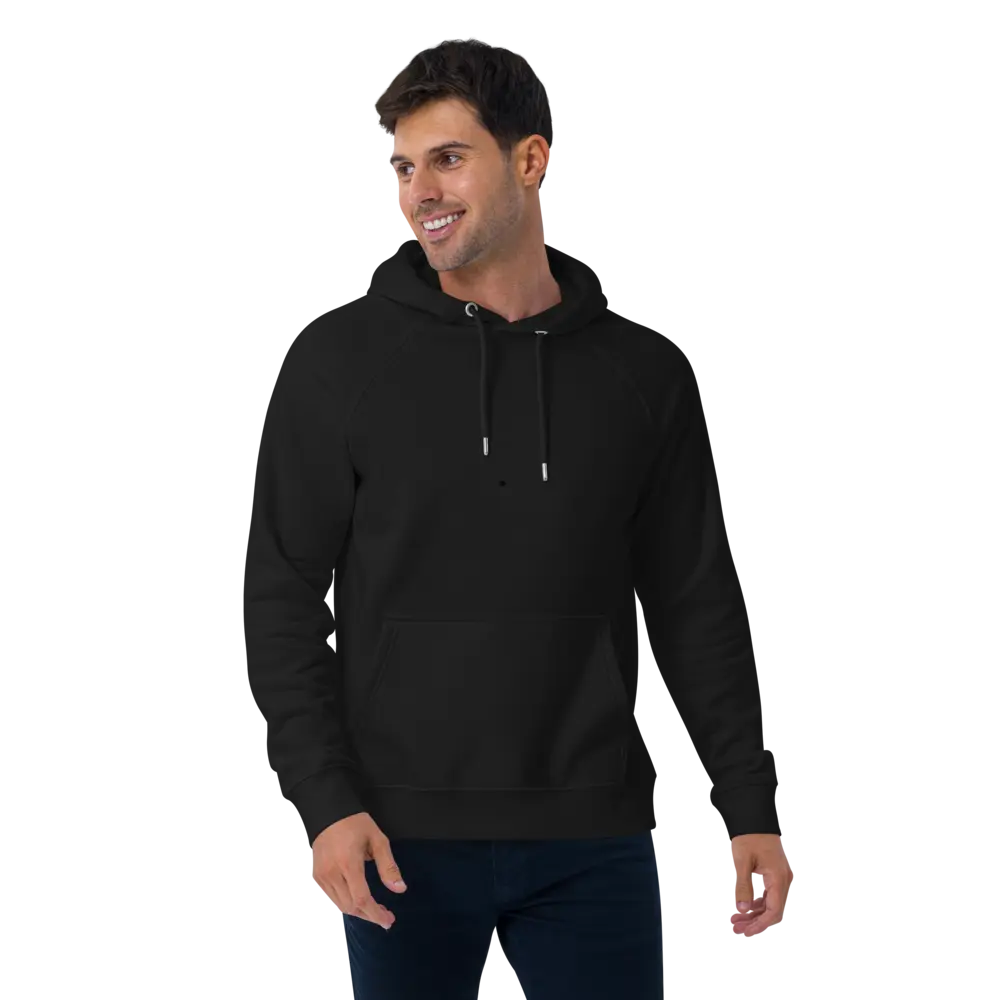 GLAMCIN 1 unisex eco raglan hoodie black front 2 6627ba7077f60